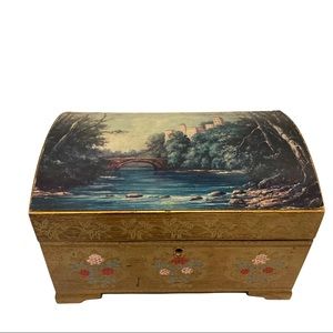 Vintage Florentine Chest Style Musical Jewelry Box! Made in Japan!